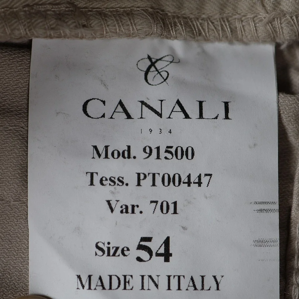 Canali Pants Mens 36x32 Beige Chino Regular Fit Cotton Blend Preppy Italy Made